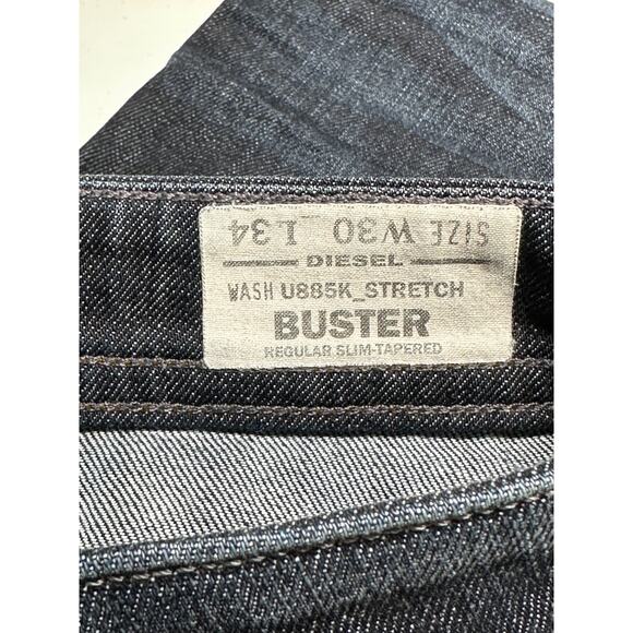 Diesel Jeans Men 30x34 Buster Regular Slim Tapered Button Fly Dark Wash Designer - Picture 6 of 13